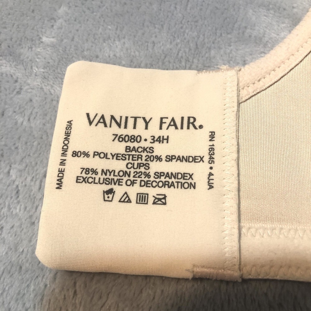 Vanity Fair Bra 34H Nude Seamless Beauty Back Minimizer Full Coverage 76080 EUC - Picture 7 of 7